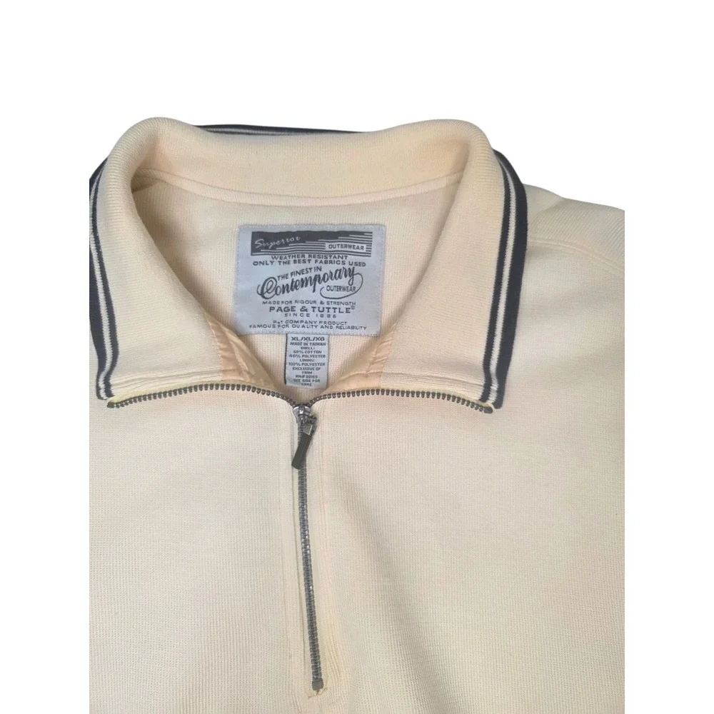 Page & Tuttle Mens XL 1/4 Zip Pullover Yellow Preppy Golf Country Club 90s